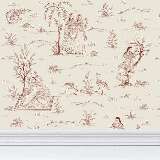 Indian Garden Wallpaper Red