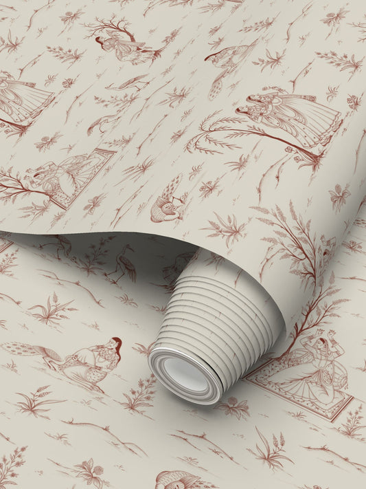 Indian Garden Wallpaper Red