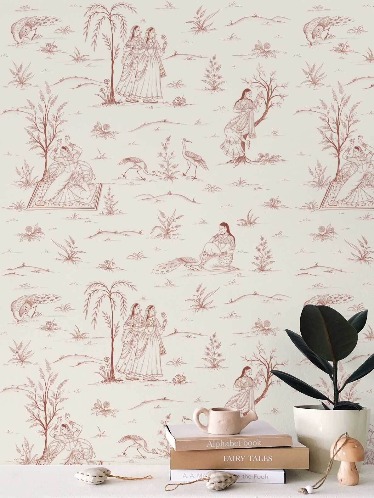 Indian Garden Wallpaper Red