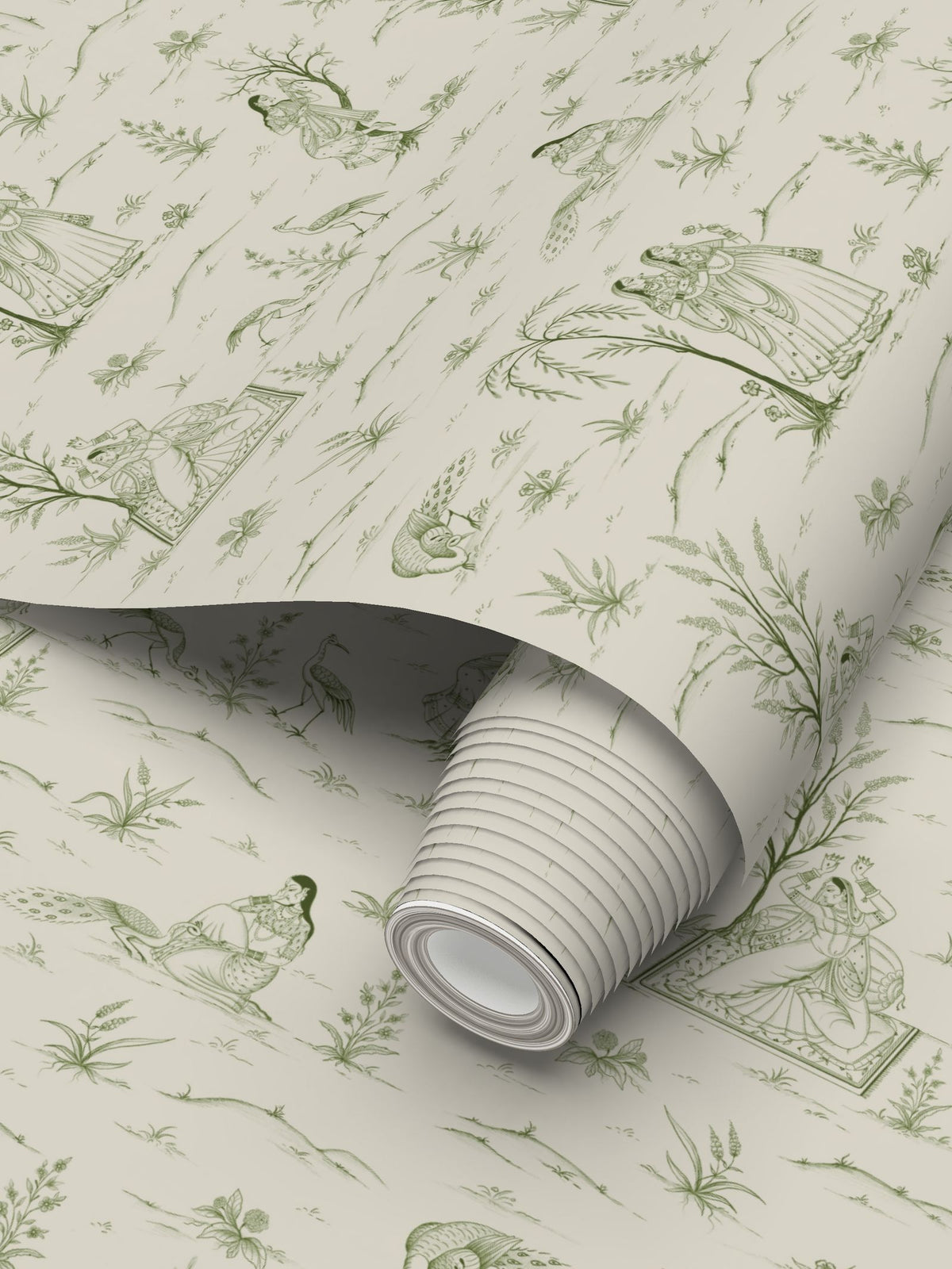 Indian Garden Wallpaper Green