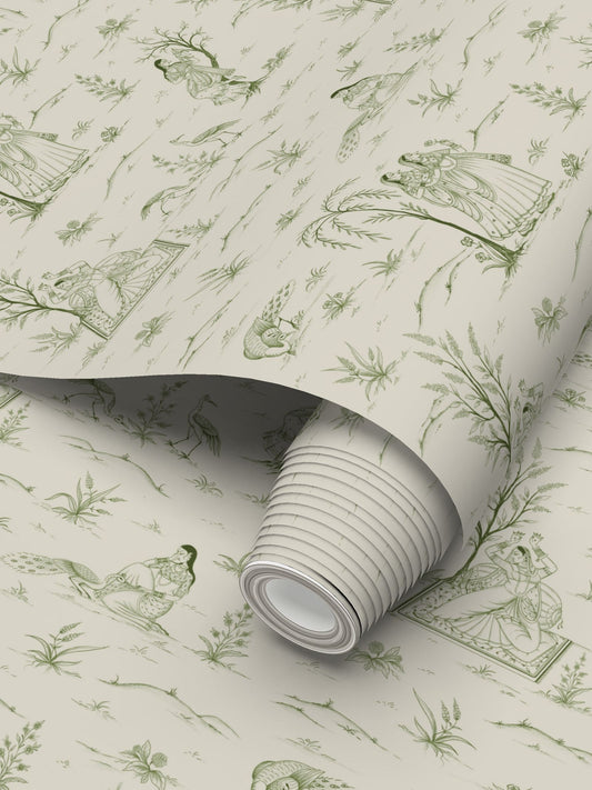 Indian Garden Wallpaper Green