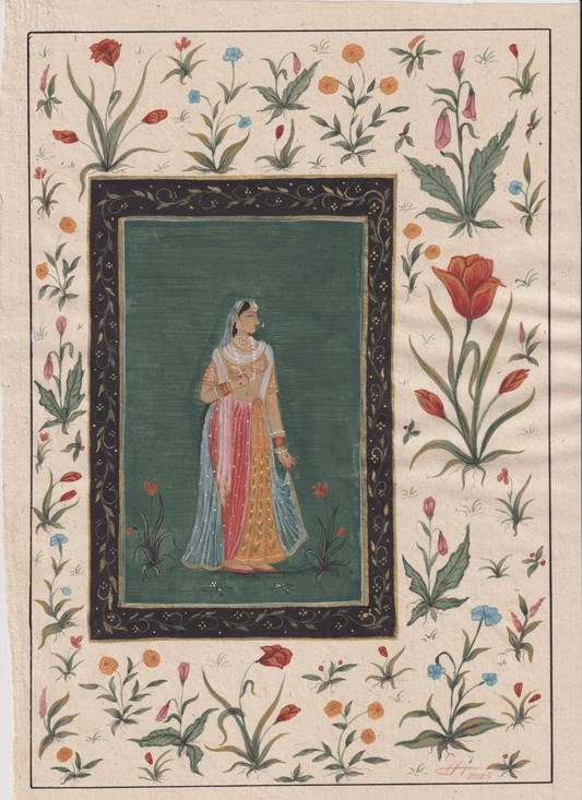 Original Floral Rani Miniature Painting
